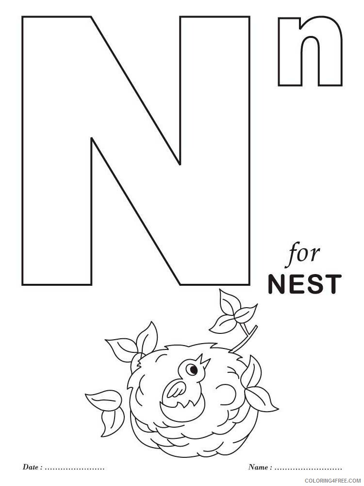 Letter N Coloring Pages Alphabet Educational Letter N of 1 Printable 2020 166 Coloring4free