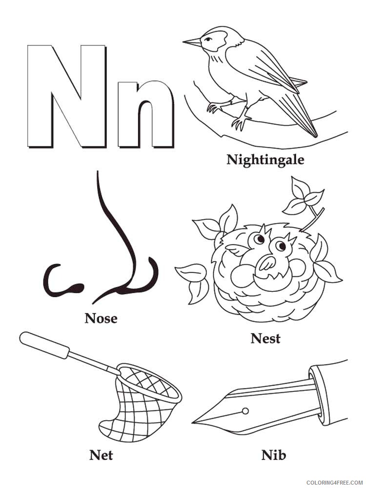 Letter N Coloring Pages Alphabet Educational Letter N of 3 Printable 2020 168 Coloring4free