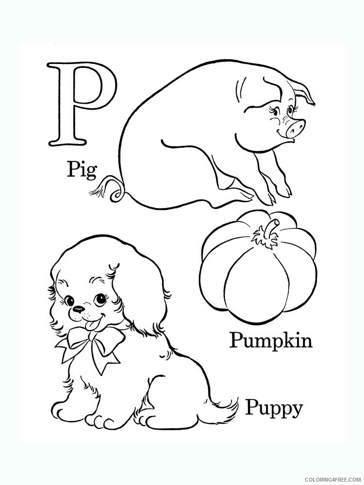 Letter P Coloring Pages Alphabet Educational Letter P of 2 Printable 2020 188 Coloring4free
