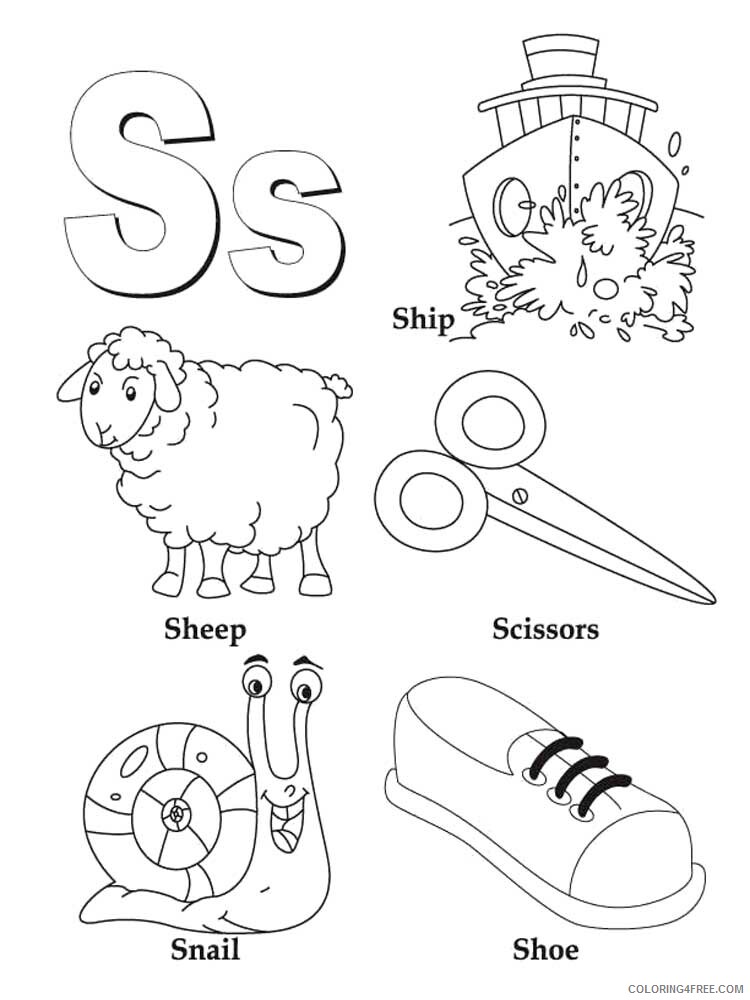 Letter S Coloring Pages Alphabet Educational Letter S of 4 Printable 2020 222 Coloring4free