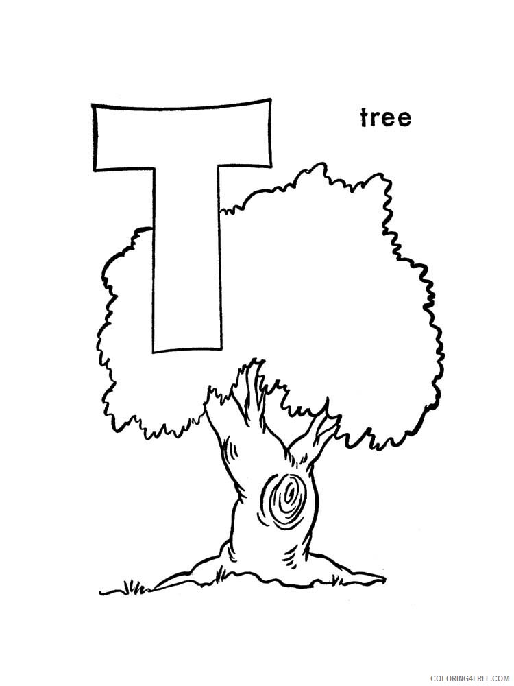 Letter T Coloring Pages Alphabet Educational Letter T of 12 Printable 2020 230 Coloring4free