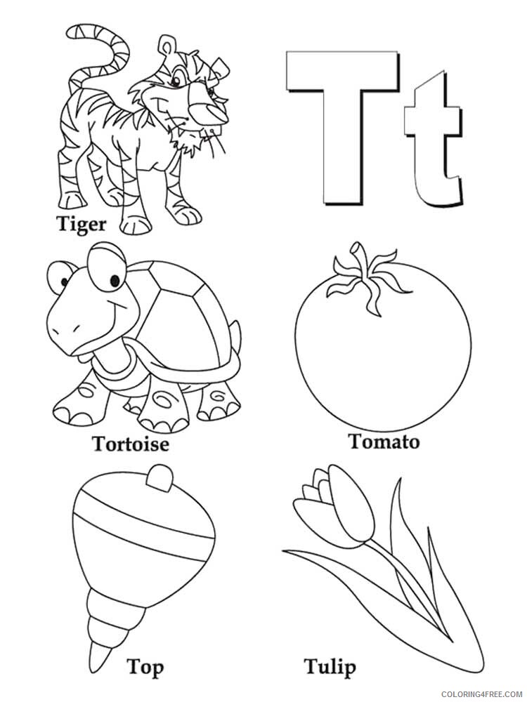 Letter T Coloring Pages Alphabet Educational Letter T of 13 Printable 2020 231 Coloring4free