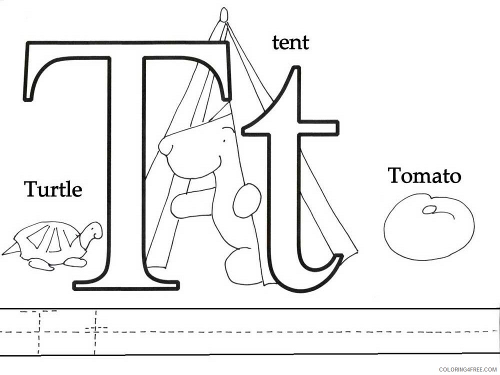 Letter T Coloring Pages Alphabet Educational Letter T of 14 Printable 2020 232 Coloring4free