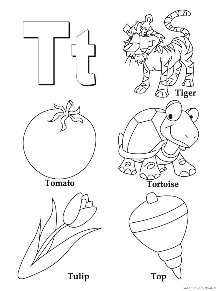 Letter T Coloring Pages Alphabet Educational Letter T of 4 Printable 2020 234 Coloring4free