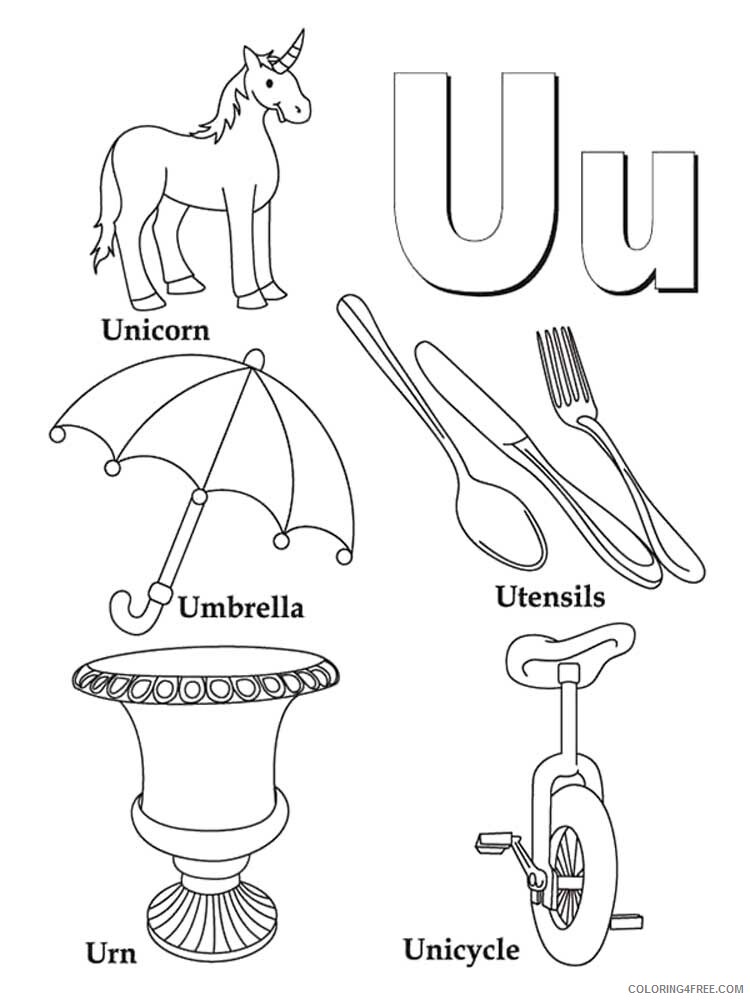 Letter U Coloring Pages Alphabet Educational Letter U of 11 Printable 2020 241 Coloring4free