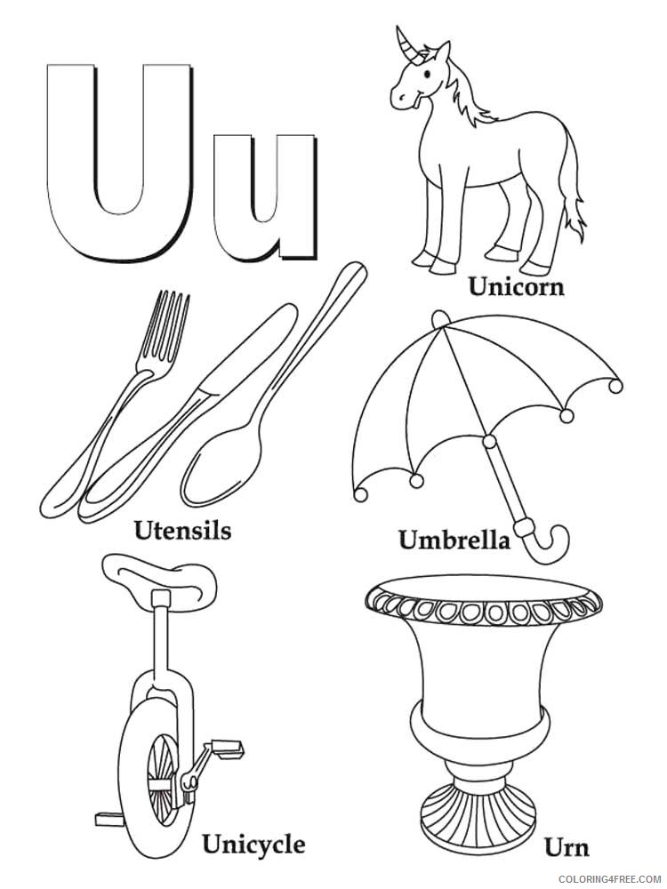 Letter U Coloring Pages Alphabet Educational Letter U of 3 Printable 2020 245 Coloring4free
