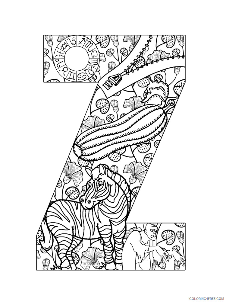 Letter Z Coloring Pages Alphabet Educational Letter Z of 12 Printable 2020 303 Coloring4free