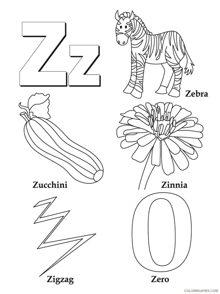 Letter Z Coloring Pages Alphabet Educational Letter Z of 5 Printable 2020 307 Coloring4free