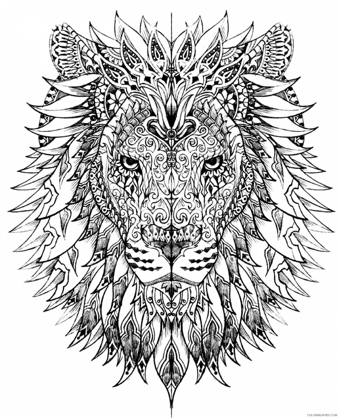 Lion Coloring Pages Adult Lion for Adults Printable 2020 495 Coloring4free