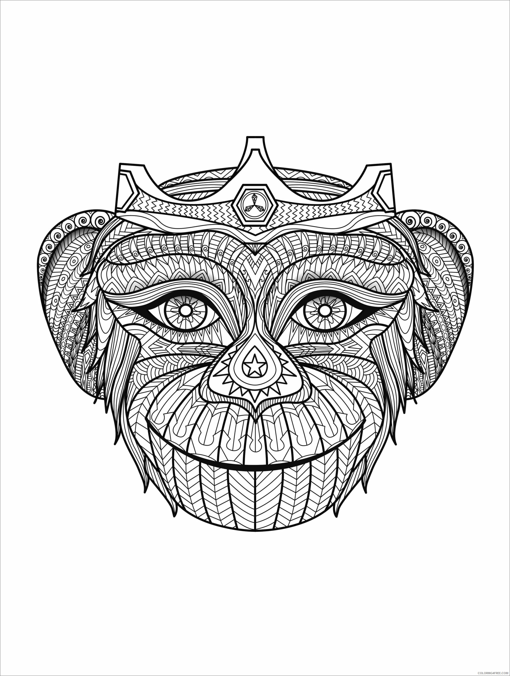 Mandala Coloring Pages Adult animal mandala moneky head Printable 2020 515 Coloring4free