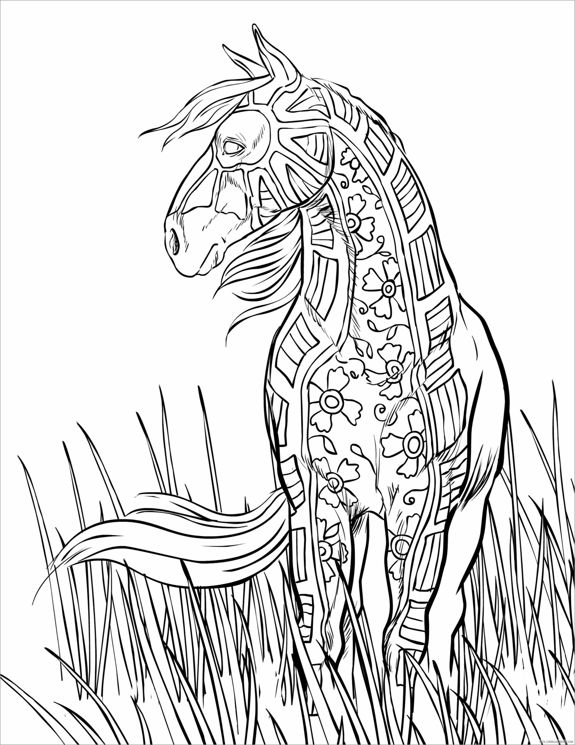 Mandala Coloring Pages Adult mandala horse for adults Printable 2020 619 Coloring4free