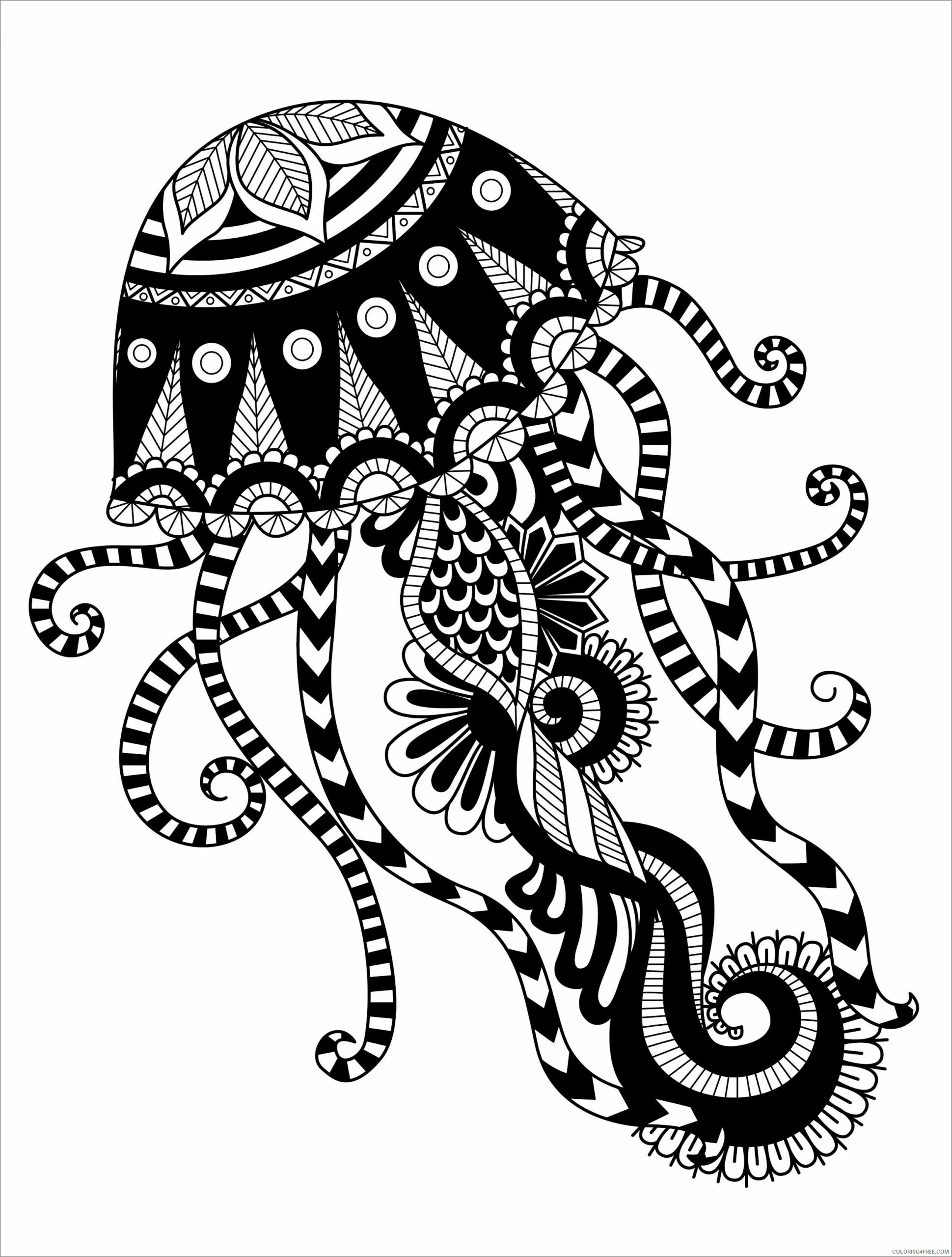 Mandala Coloring Pages Adult Mandala Jellyfish For Adults Printable 2020 622 Coloring4free Coloring4free Com