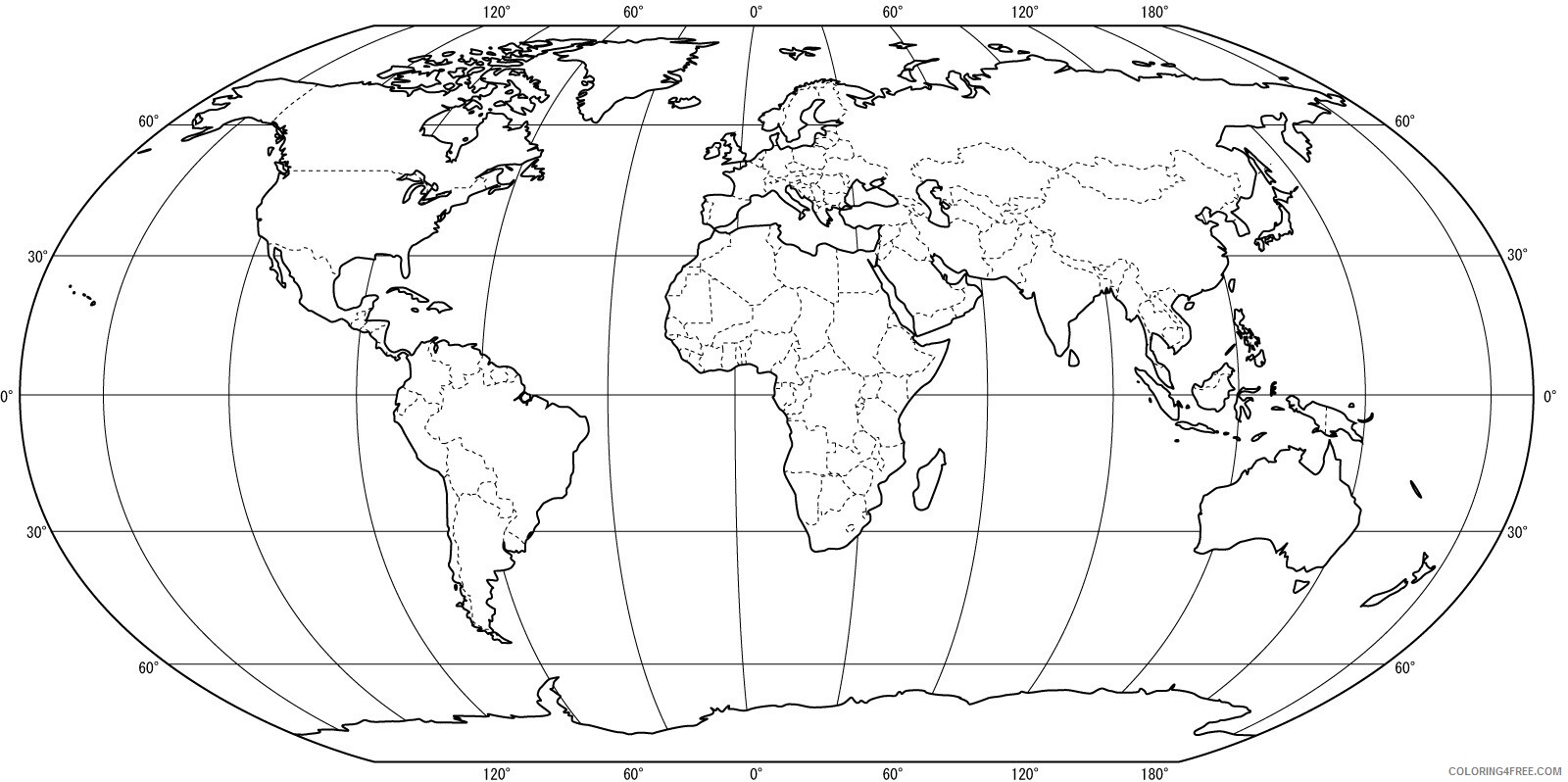 Map Coloring Pages Educational Map Of World Printable 2020 1674 Coloring4free.com  