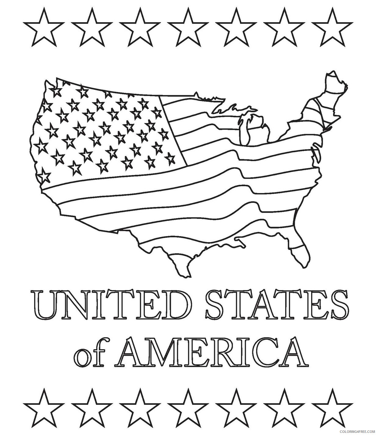 Map Coloring Pages Educational United States of America Flag Printable 2020 1677 Coloring4free