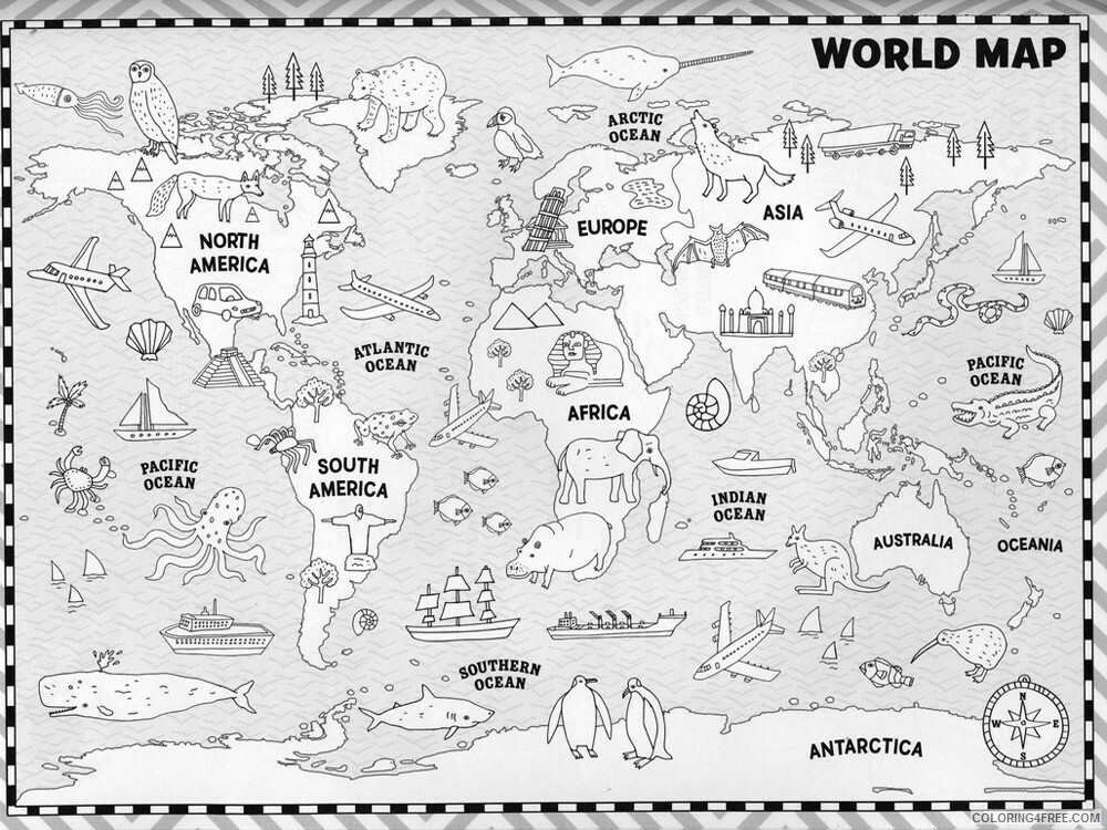 Map Coloring Pages Educational map 4 Printable 2020 1669 Coloring4free