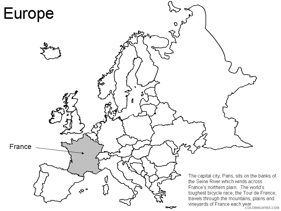 Map Coloring Pages Educational map_europe_france Printable 2020 1655 Coloring4free