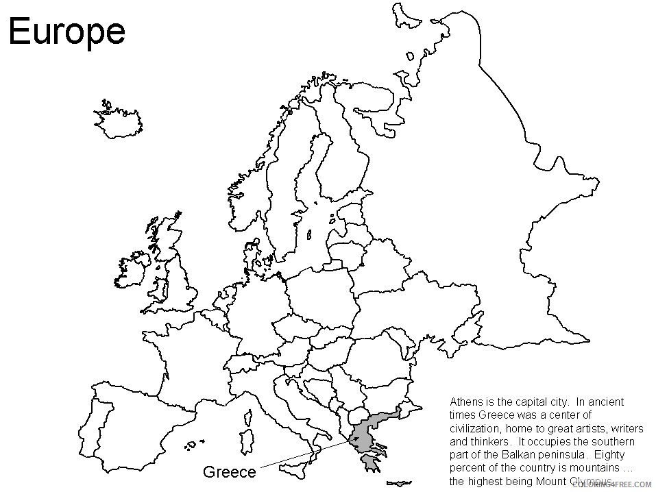 Map Coloring Pages Educational map_europe_greece Printable 2020 1657 Coloring4free