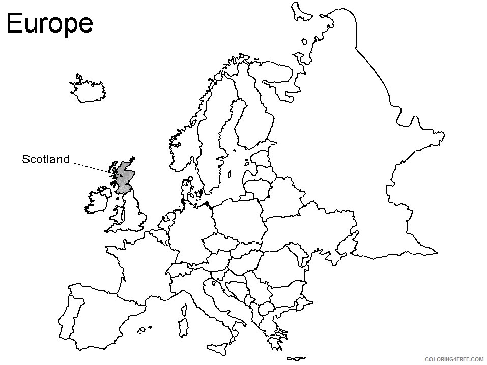 Map Coloring Pages Educational map_europe_scotland Printable 2020 1658 Coloring4free