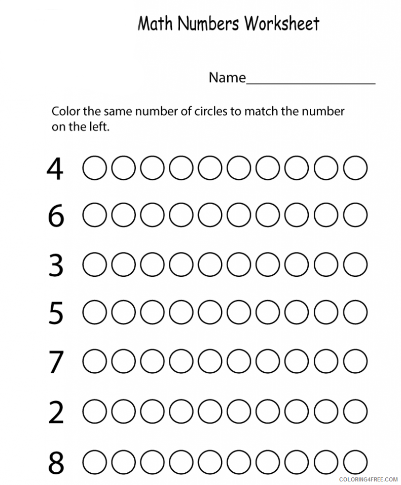 Math Coloring Pages Educational Count Circles Kindergarten Math 2020 1692 Coloring4free