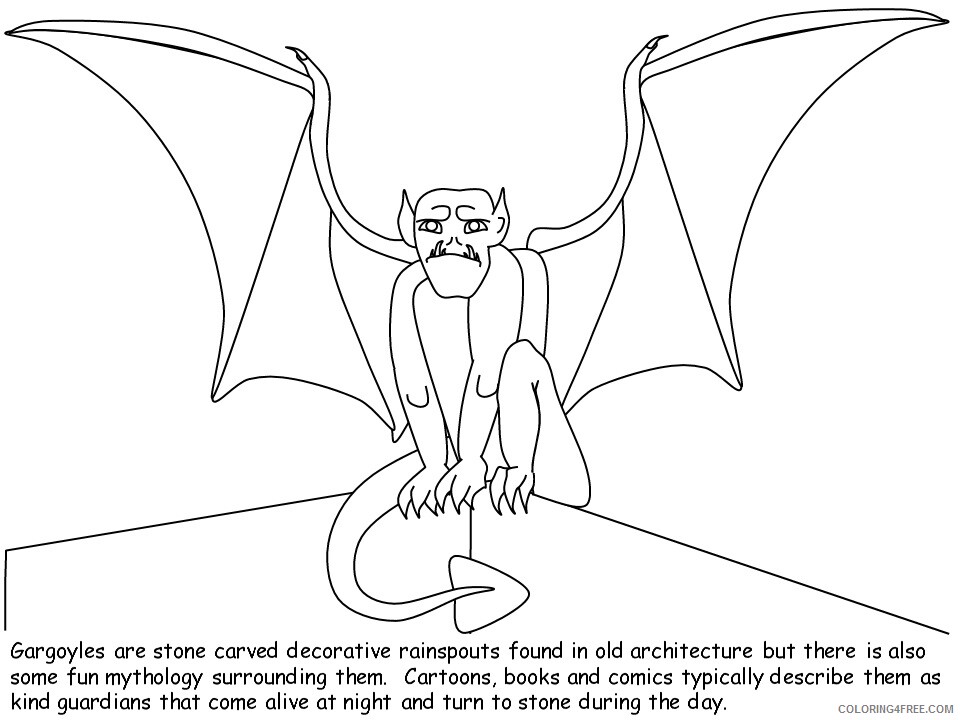 Monster Coloring Pages for boys gargoyle text Printable 2020 0643 Coloring4free