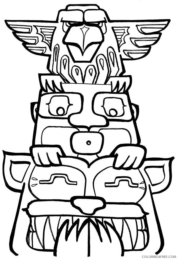 Native American Coloring Pages boys Funny Totem on Native American Day ...