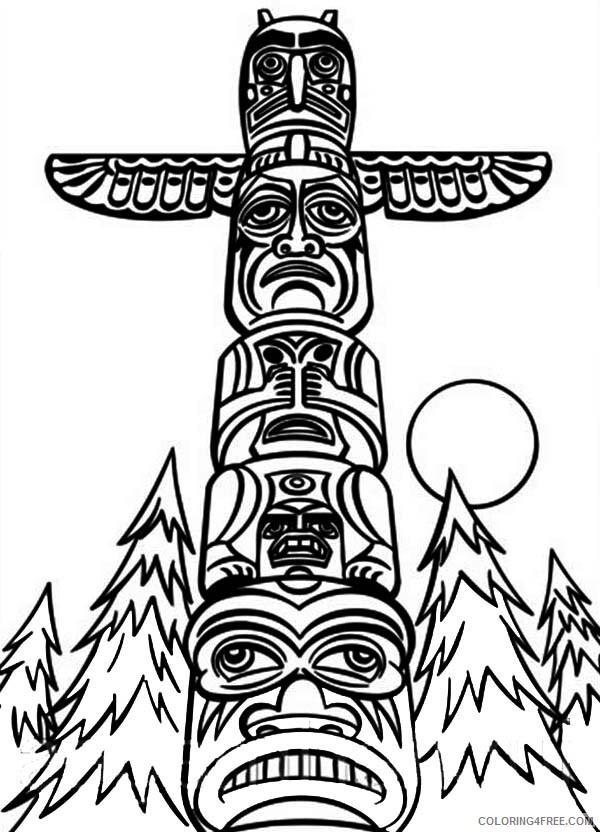 Native American Coloring Pages for boys Monumental Totem Printable 2020 0686 Coloring4free