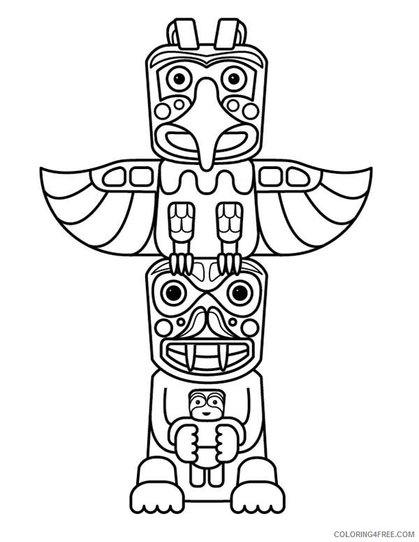 Native American Coloring Pages for boys Totem Sculptures Printable 2020 0689 Coloring4free