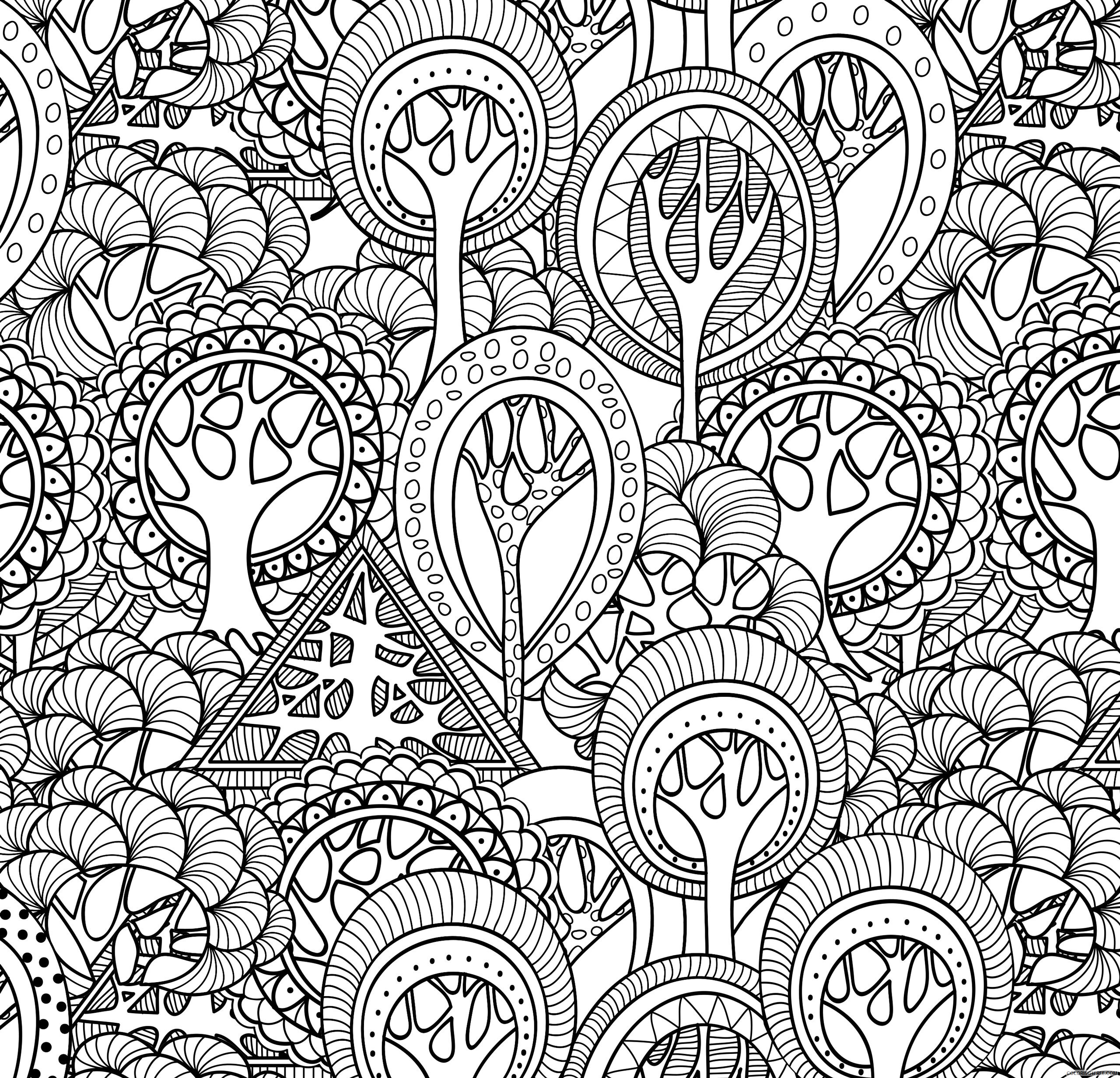 Pattern Coloring Pages Adult Fall Trees Pattern for Adults Printable 2020 695 Coloring4free