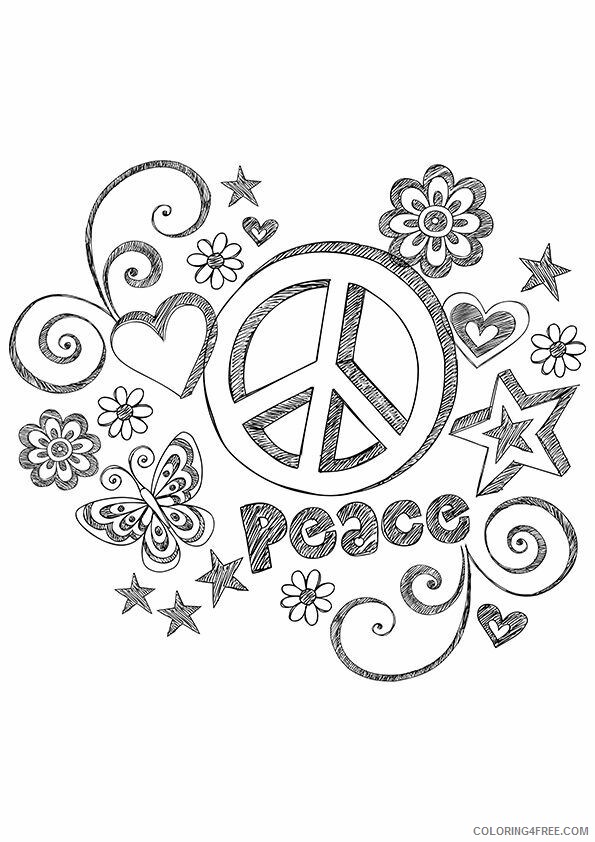 Peace Coloring Pages Adult Grungy Peace Printable 2020 718 Coloring4free