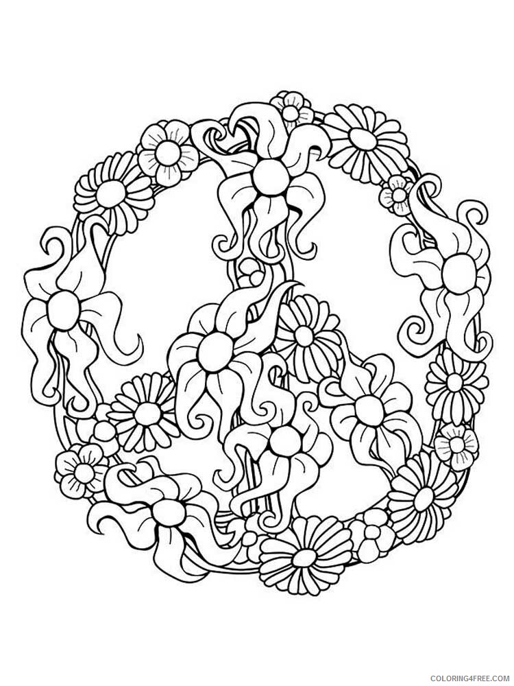 Peace Coloring Pages Adult peace 1 Printable 2020 722 Coloring4free