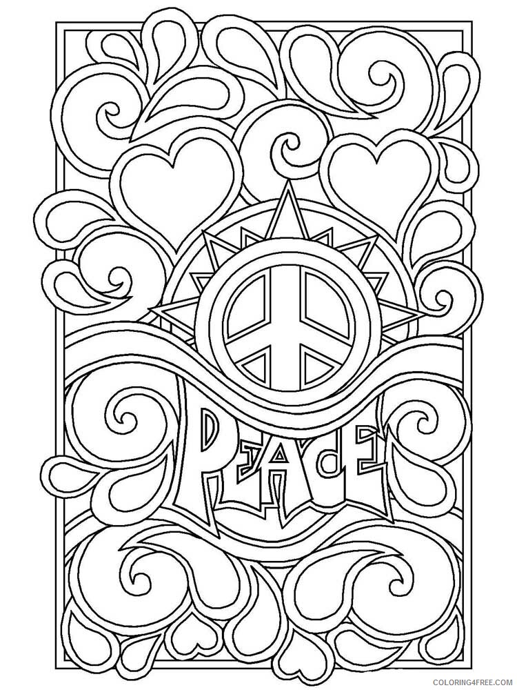 Peace Coloring Pages Adult peace 4 Printable 2020 728 Coloring4free