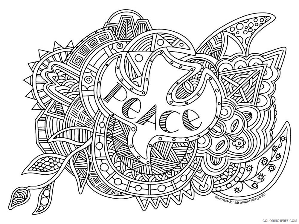 Peace Coloring Pages Adult peace 5 Printable 2020 729 Coloring4free