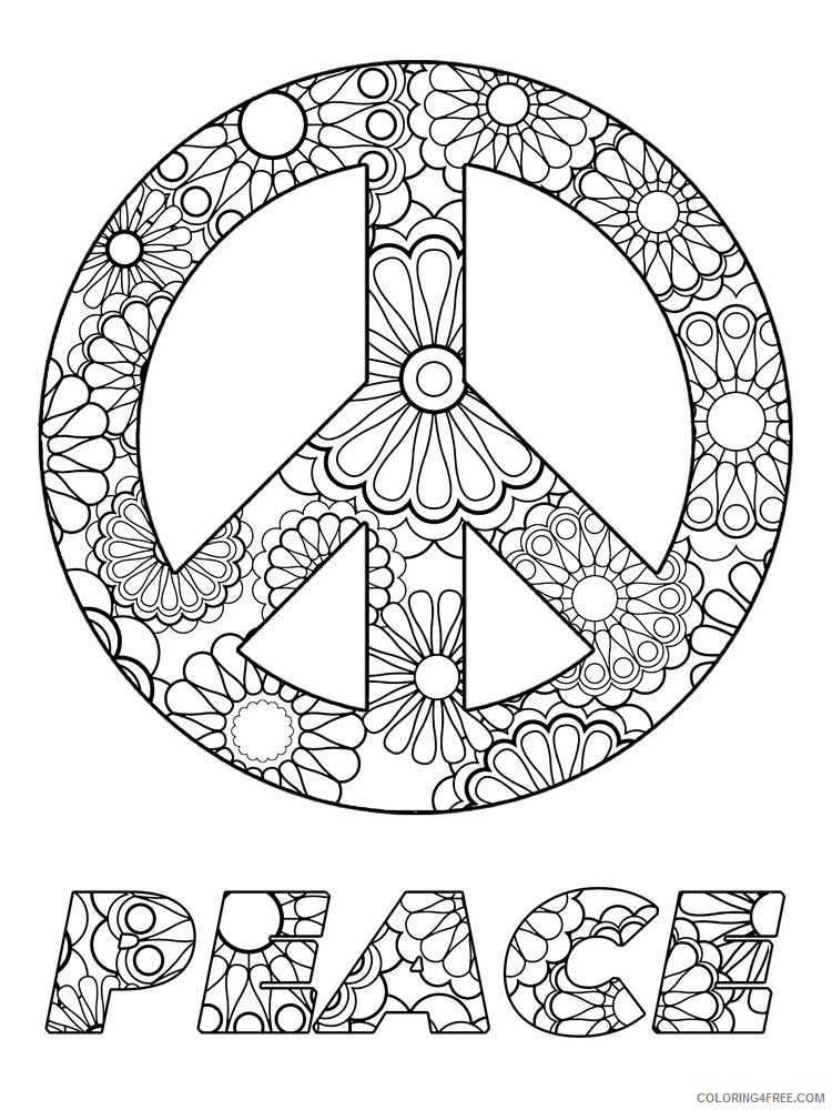 Peace Coloring Pages Adult peace 6 Printable 2020 730 Coloring4free