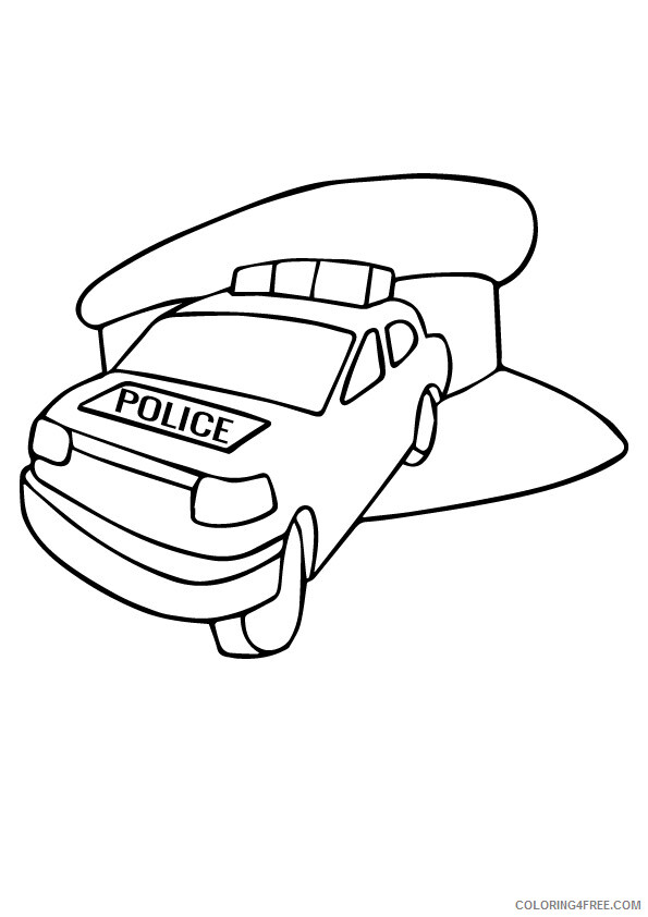 Police Car Coloring Pages for boys the police car with hat Printable 2020 0799 Coloring4free