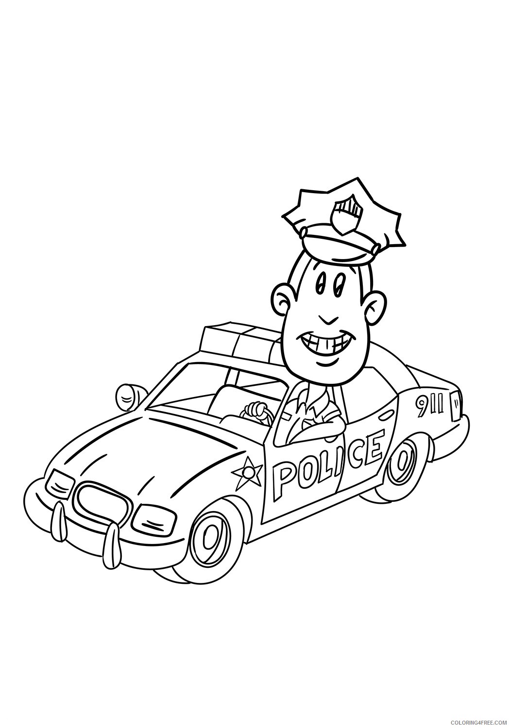Police Car Coloring Pages for boys the policeman in car Printable 2020 0800 Coloring4free
