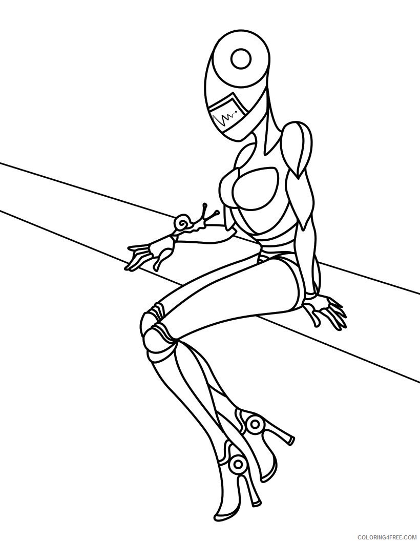 Robots Coloring Pages for boys 1547863490_female robot_mxk Printable 2020 0823 Coloring4free