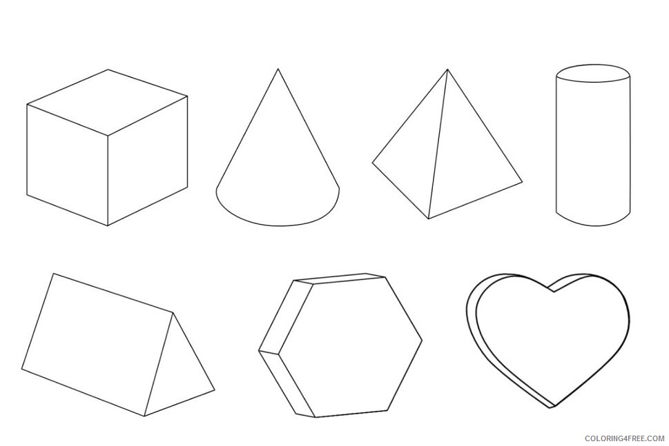 Shapes Coloring Pages Educational 3D Geometric Shapes Printable 2020 1848 Coloring4free