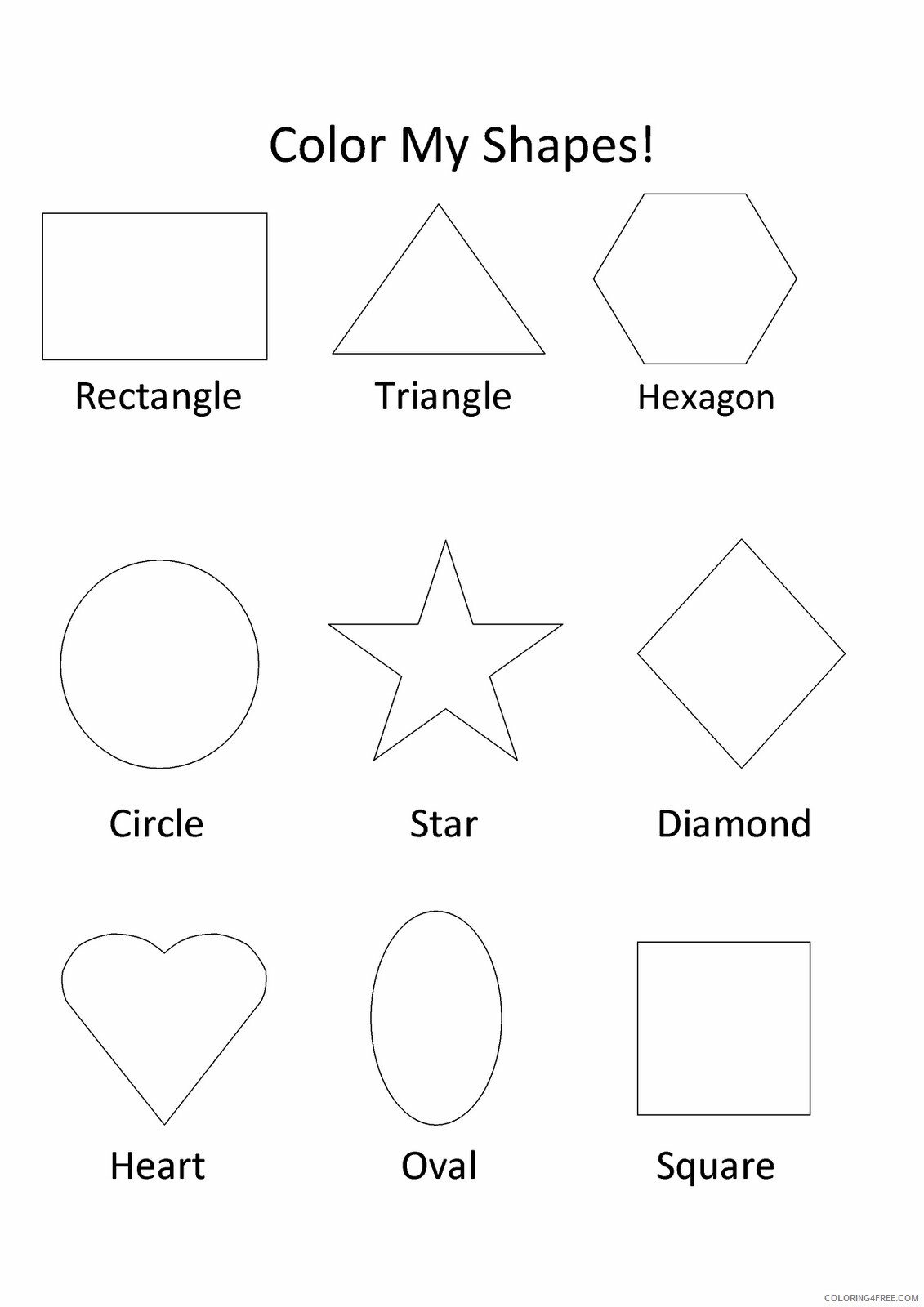 Shapes Coloring Pages Educational Color My Shapes Printable 2020 1857 Coloring4free
