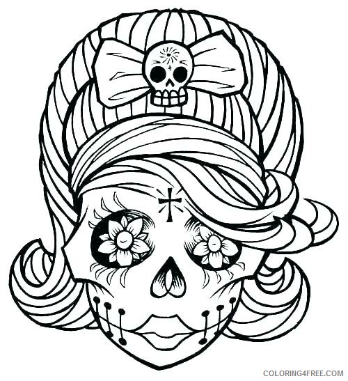Skull for Adults Coloring Pages Female Skull Printable 2020 699 Coloring4free