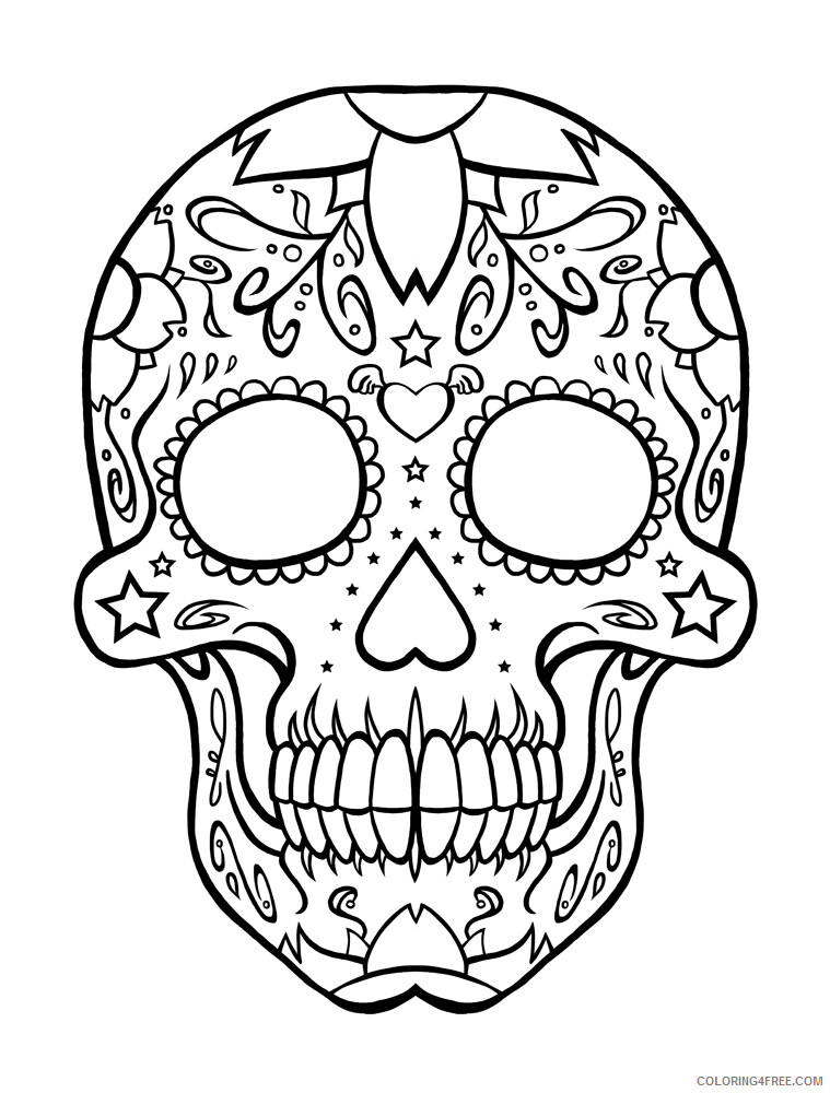 Skull for Adults Coloring Pages Skull Sheets Free Printable 2020 743 Coloring4free