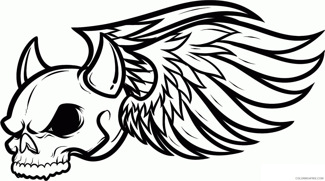 Skull for Adults Coloring Pages Skull Wings Printable 2020 747 Coloring4free