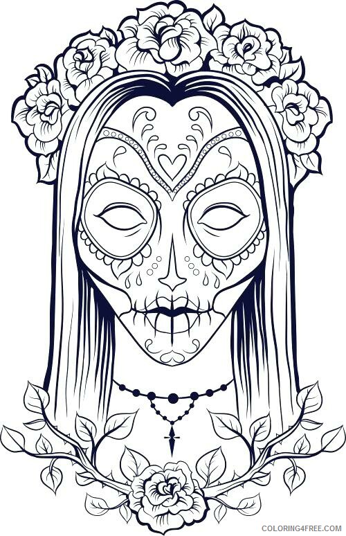 Skull for Adults Coloring Pages Woman Skull Printable 2020 749 Coloring4free