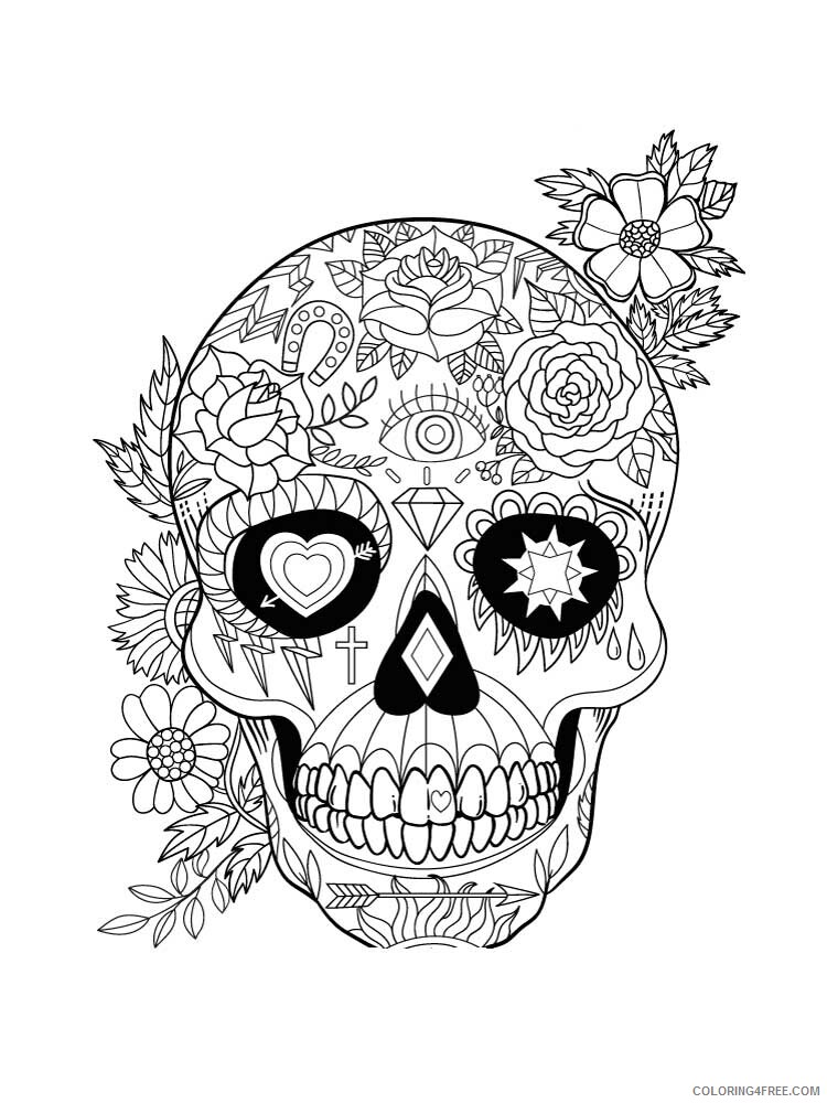 Skull for Adults Coloring Pages skull for adults 4 Printable 2020 729 Coloring4free