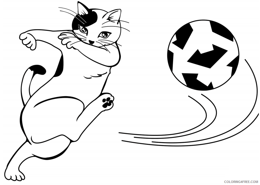 Soccer Coloring Pages for boys cat playing soccer a4 Printable 2020 0899 Coloring4free