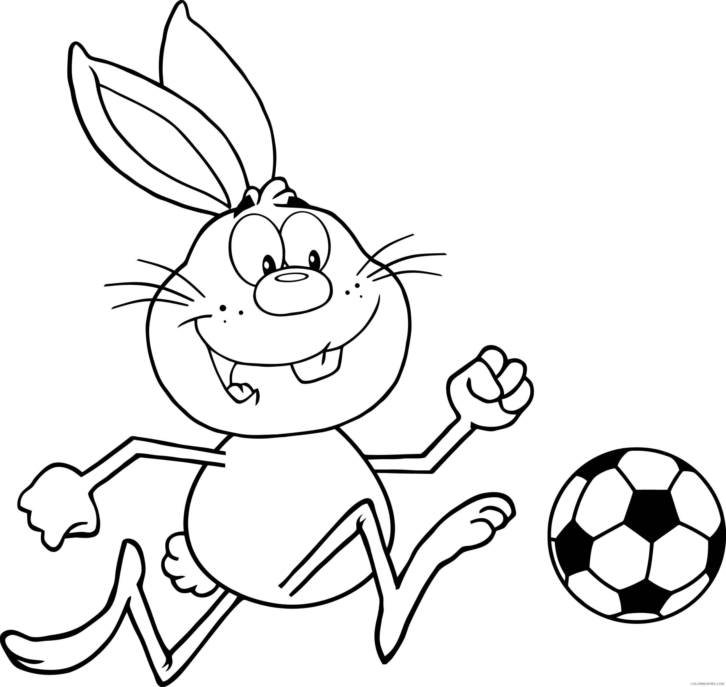 Soccer Coloring Pages for boys cute rabbit playing soccer Printable 2020 0898 Coloring4free
