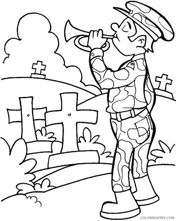 Soldier Coloring Pages for boys Remembrance Day Soldier Blowing Horn 2020 0923 Coloring4free