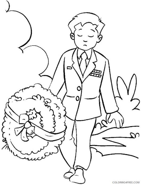Soldier Coloring Pages for boys Remembrance Day Soldier Bring Wreath 2020 0924 Coloring4free