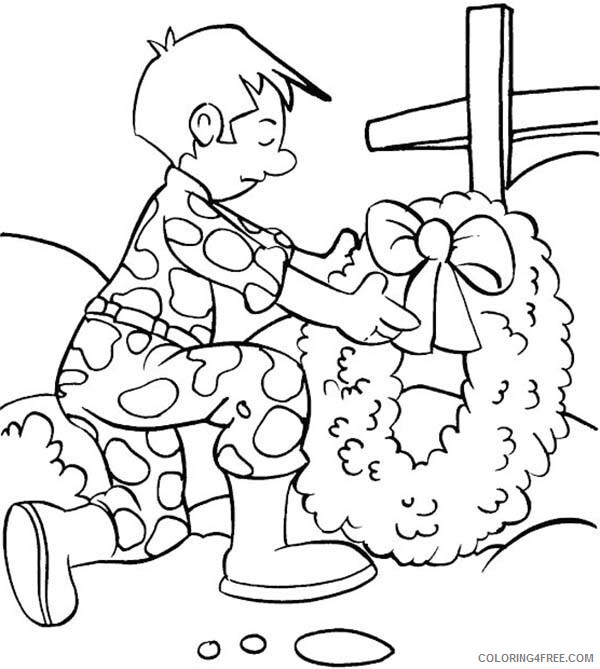 Soldier Coloring Pages for boys Remembrance Day Soldier Put a Wreath 2020 0926 Coloring4free