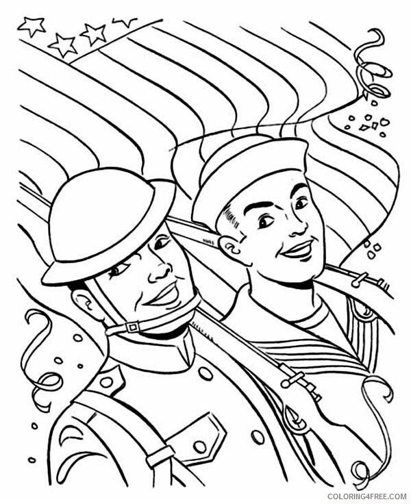 Soldier Coloring Pages for boys Two Soldiers Celebrating Veterans Day 2020 0937 Coloring4free