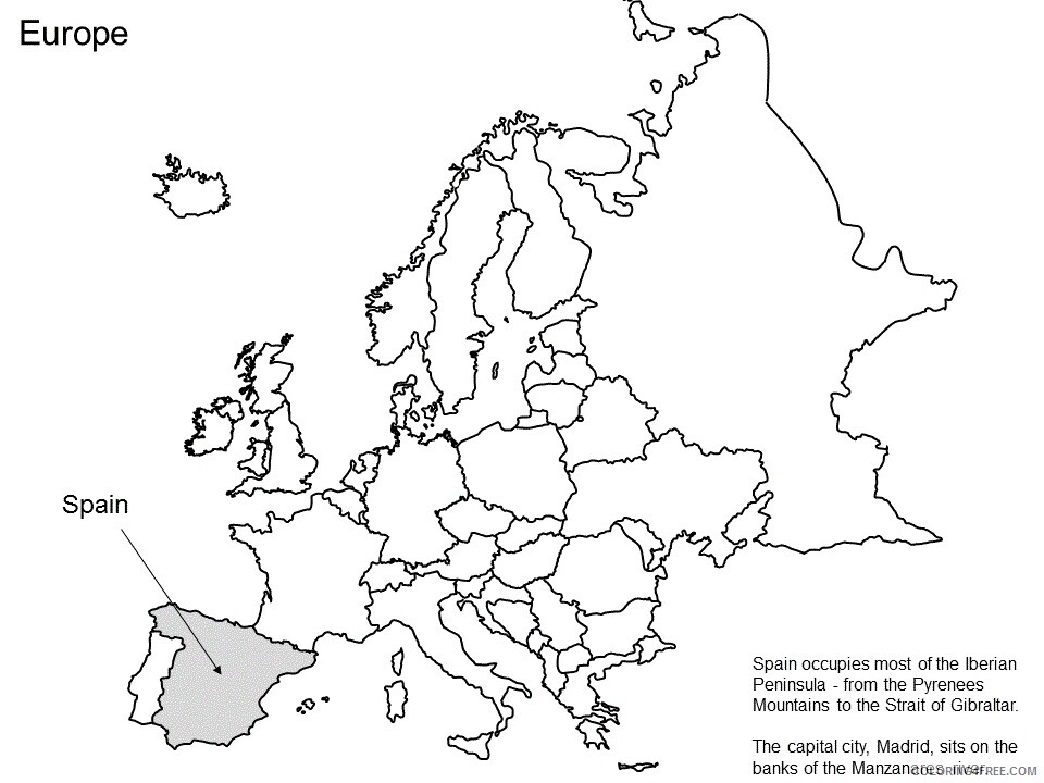 Spain Coloring Pages Countries of the World Educational map1 2020 615 Coloring4free